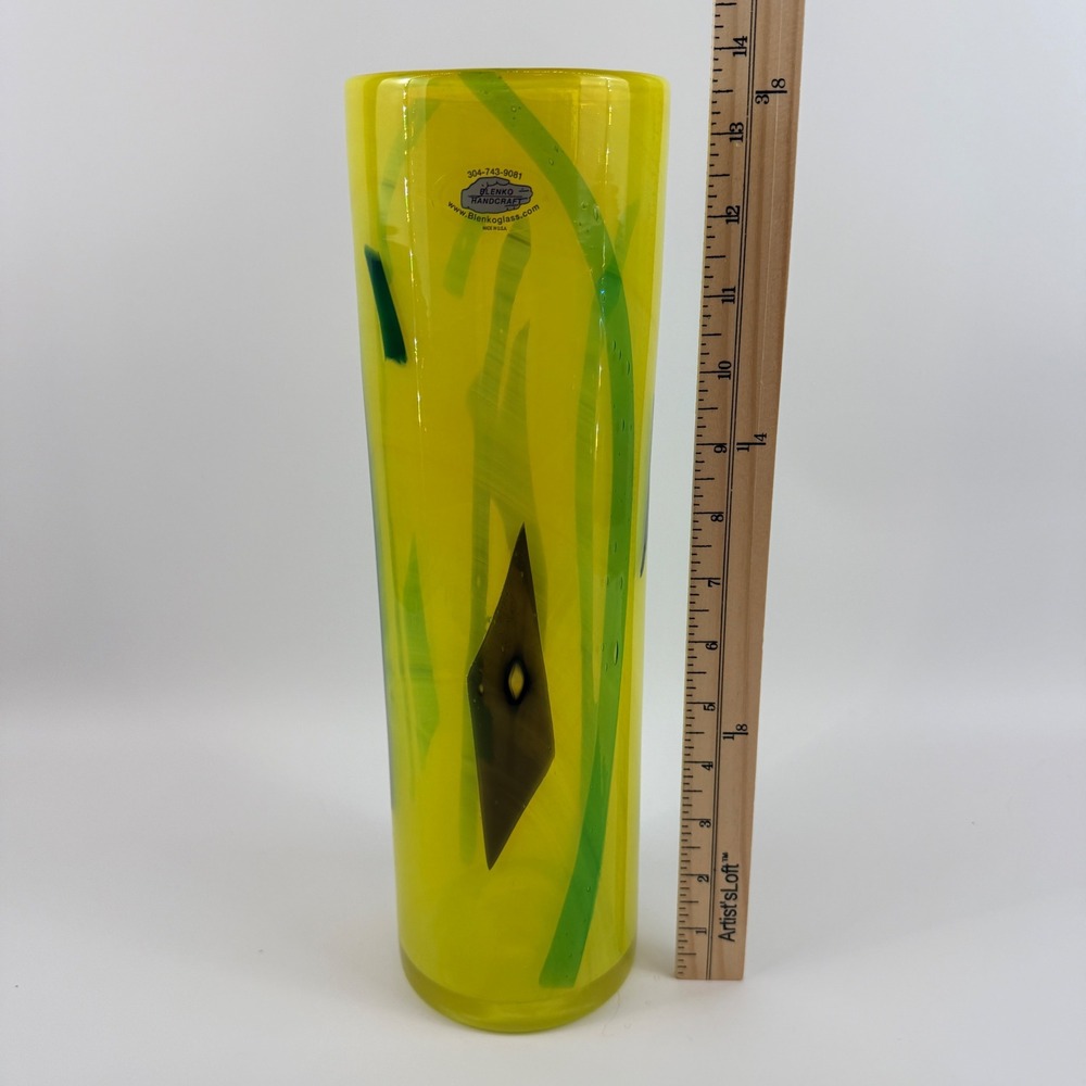 HTF Blenko 2704 Opaque Cylinder Vase Double Signed Richard Blenko 2005 - Picture 10 of 11